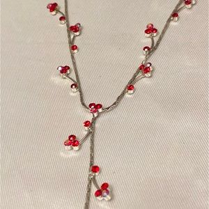 Cookie Lee silver red stone necklace